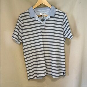 Cutter & Buck Women’s  Polo Shirt - Light Blue and Gray Stripes